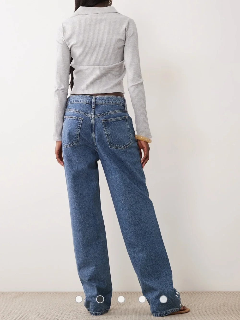 Mango Silver Studded Blue Denim Jeans for Women